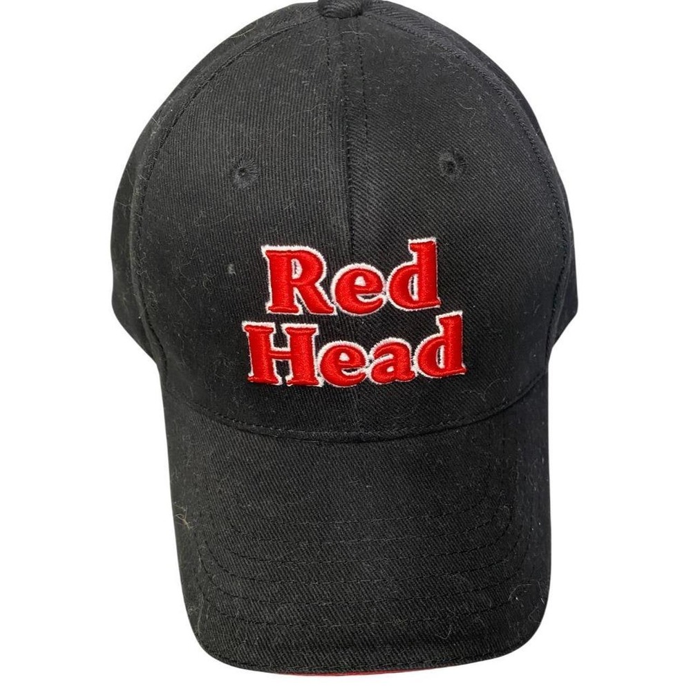 Vintage Red Head Brass Black Baseball Cap Embroidered Logo Adjustable Strap